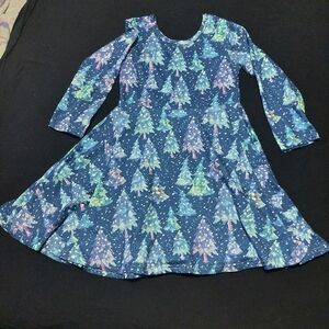 Blue Tree Pattern Kids Dress